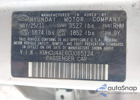 2012 Hyundai Accent Gls из США, поврежденный, VIN KMHCU4AE6CU065124